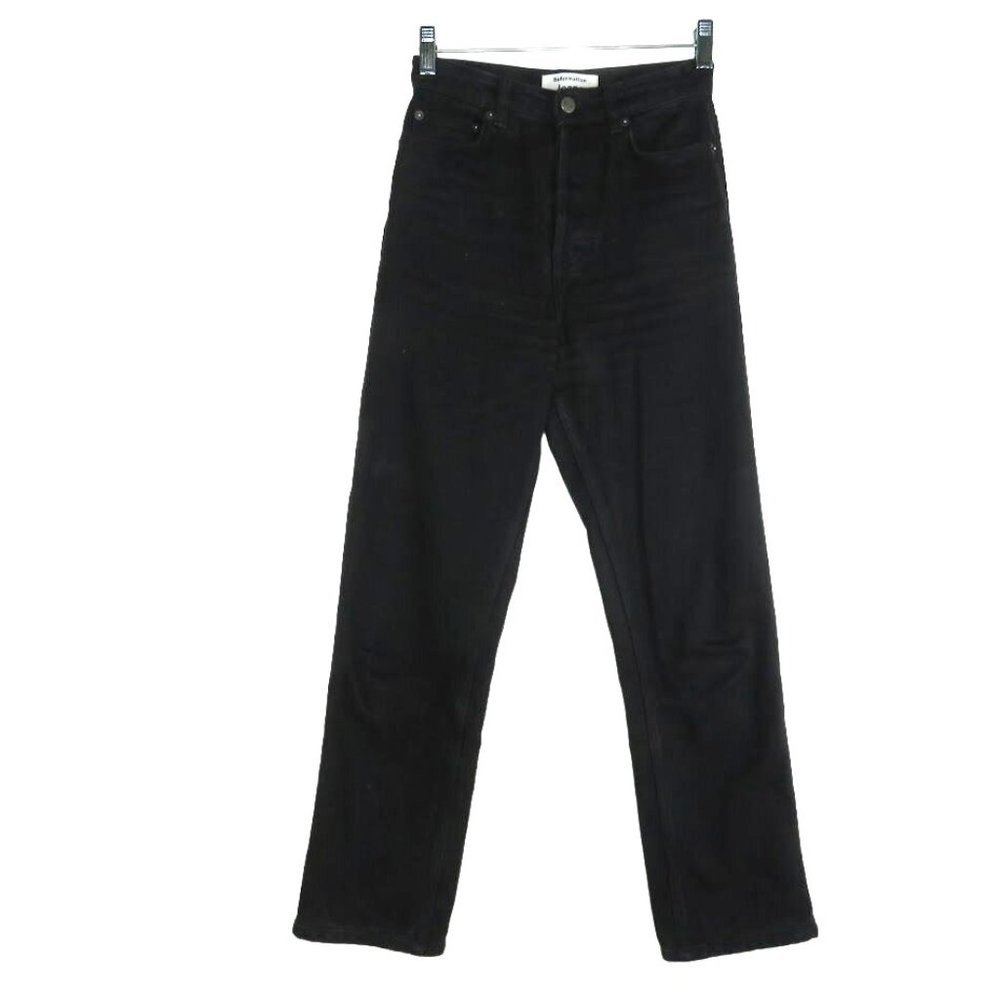Reformation Button Fly Straight Leg Jeans Women's Size 23 Dark Wash Black Denim